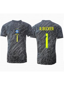 Brasilien Alisson Becker #1 Målvakt Replika Borta Kläder Copa America 2024 Kortärmad